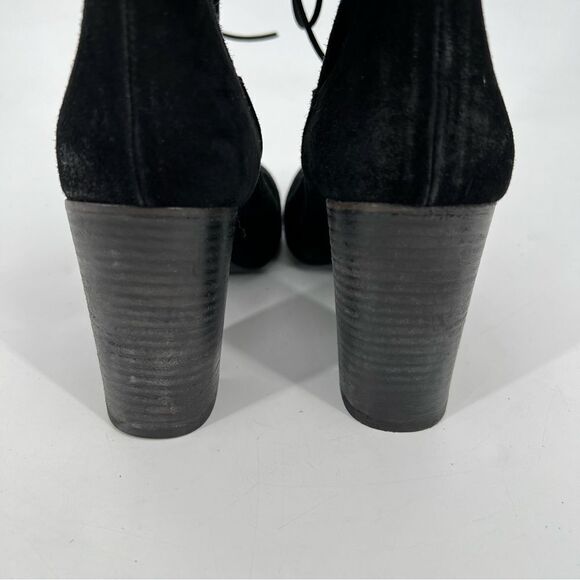 Free People Mila Foldover Ankle Heeled Booties Black Suede EU41 US10 NWOT - Picture 7 of 11